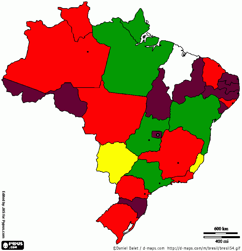 mapa calor do Brasil para colorir e imprimir