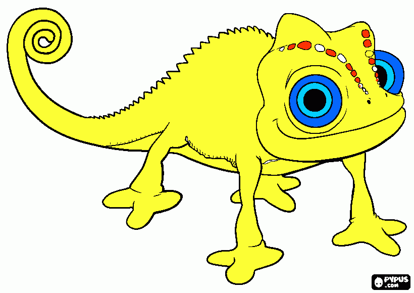 Camaleão amarelho para colorir e imprimir