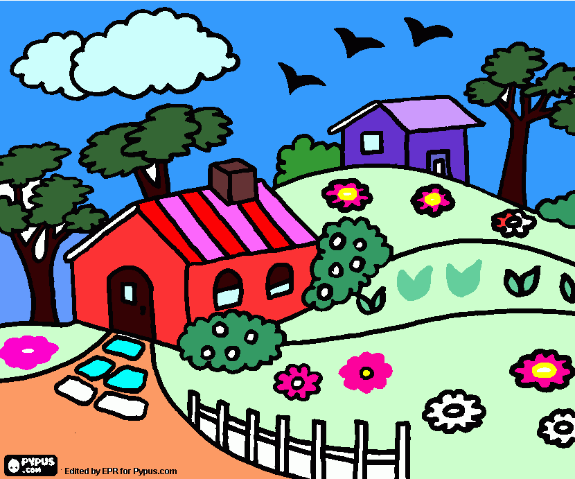 casas no bosque para colorir e imprimir
