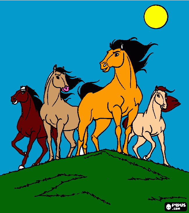 cavalos na selva  para colorir e imprimir