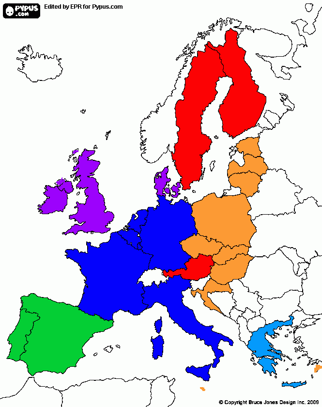 Europa dos 25 para colorir e imprimir