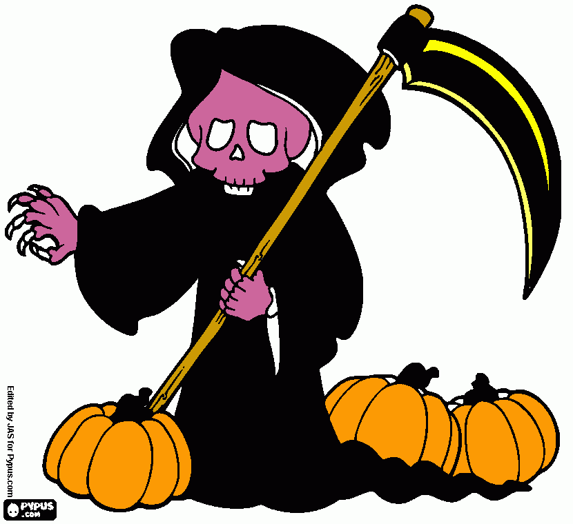 Halloween a morte com aboboras para colorir e imprimir