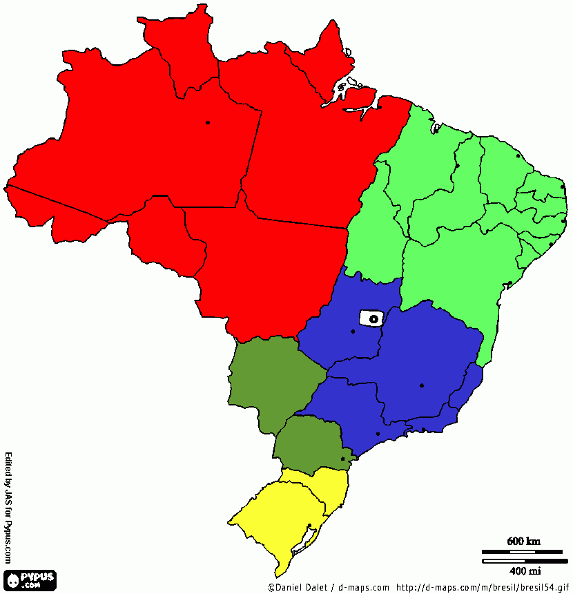 Mapa Reg. do Brasil para colorir e imprimir