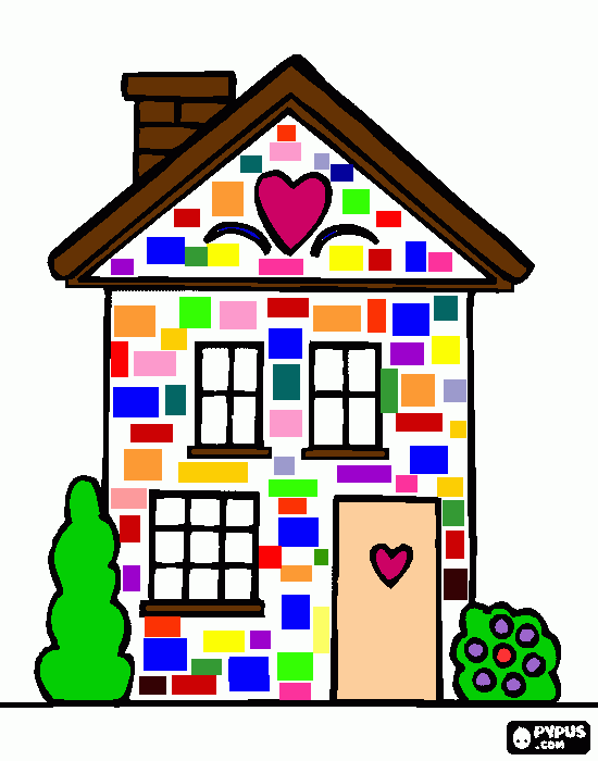 pequena casa colorida para colorir e imprimir