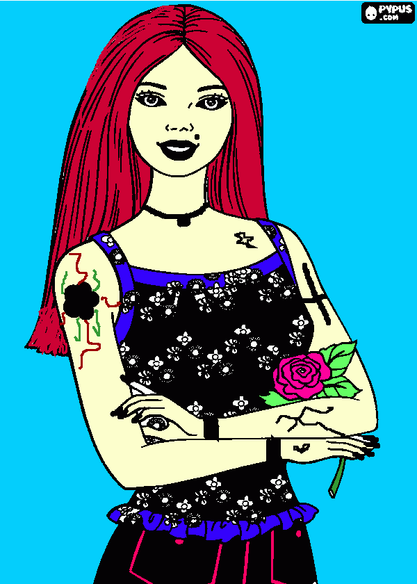 rock garota para colorir e imprimir