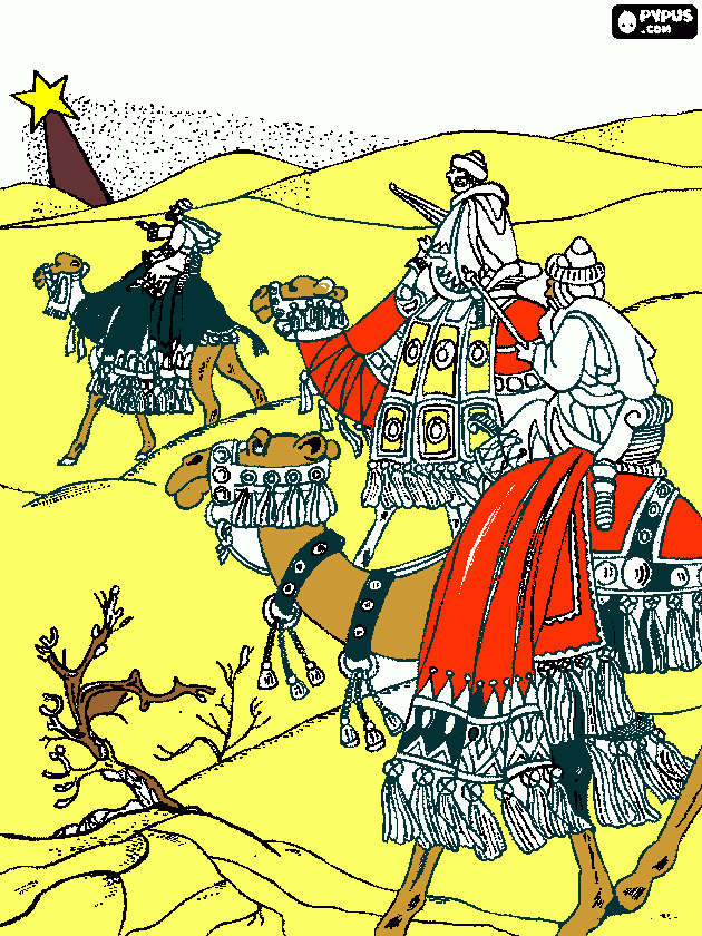 tres magos cavaleiro para colorir e imprimir