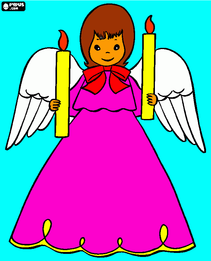 Um Anjo com velas na mão para colorir e imprimir