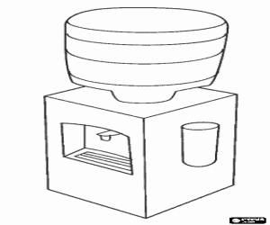 desenho de A �gua fria dispensador com o tanque de �gua acima e o dispensador de x�caras para colorir