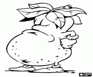 desenho de A batata-dama, uma batata grande animada para colorir