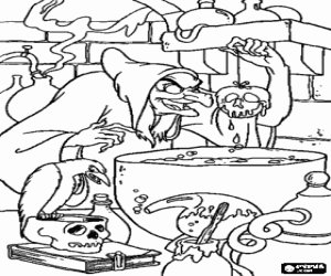 desenho de A bruxa com a ma�� envenenada para Branca de Neve para colorir