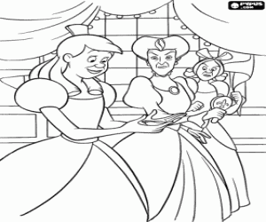 desenho de A madrasta e as meias-irm�s de Cinderela: Lady Tremaine e suas filhas Drizela e Anast�cia  para colorir