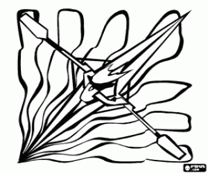 desenho de A pessoa que pratica esportes aqu�ticos como canoagem, caiaque ou canoa para colorir