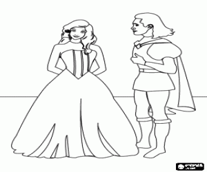 desenho de A princesa eo pr�ncipe falando para colorir