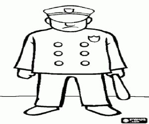 desenho de Agente da pol�cia com o bast�o na m�o para colorir