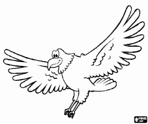 desenho de �guia com asas abertas em voo para colorir