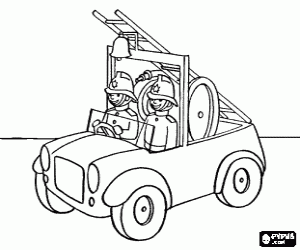 desenho de Antigo caminh�o de bombeiros ou carro de bombeiro com a campainha de emerg�ncia para colorir