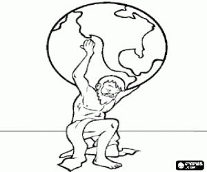 desenho de Atlas ou Atlante, tit� na mitologia grega que sustenta a Terra sobre seus ombros para colorir
