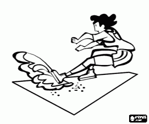 desenho de Atleta caindo na areia depois de um salto triplo para colorir
