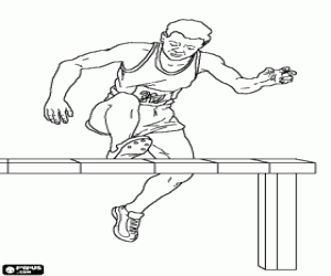 desenho de Atleta em uma corrida de obst�culos para colorir