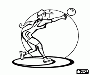 desenho de Atleta no arremesso de peso para colorir