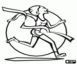 desenho de Atleta vencedor na linha de acabamento para colorir