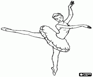 desenho de Bal�, ballet ou bal� - Dan�arina em a��o para colorir