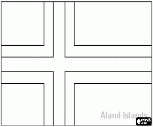 desenho de Bandeira das ilhas �land ou Alanda, prov�ncia aut�noma da Finl�ndia para colorir