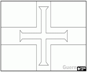 desenho de Bandeira de Guernsey ou Guernesei, depend�ncia da Coroa Brit�nica no Canal da Mancha para colorir