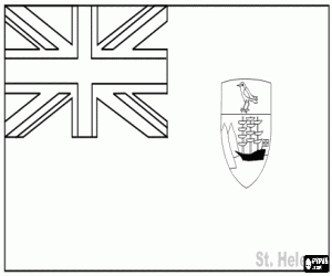 desenho de Bandeira de Santa Helena, territ�rio brit�nico ultramarino do Atl�ntico Sul para colorir