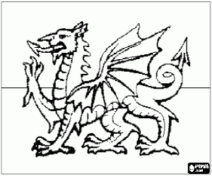 desenho de Bandeira do Pa�s de Gales, na��o do Reino Unido para colorir