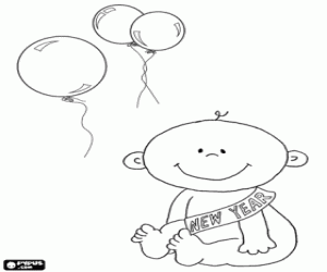 desenho de Beb� Ano Novo, o ano novo nasceu para colorir