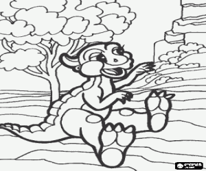 desenho de Beb� dinossauro sentado no ch�o para colorir