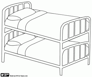 desenho de Beliche, conjunto de duas camas montadas diretamente uma sobre a outra para colorir