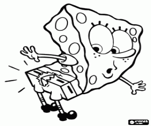 desenho de Bob Esponja surpreso que tenha rasgado as cal�as para colorir