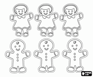 desenho de Bolinhos de p�o de gengibre com formas humanas para colorir