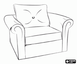 desenho de Cadeira ou sof�, um assento com encosto e bra�os para colorir