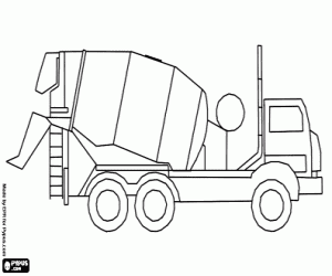desenho de Caminh�o betoneira pronto para descarregar o concreto para colorir