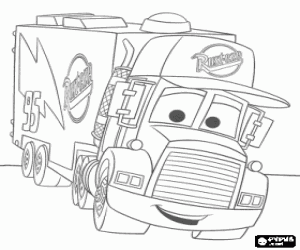 desenho de Caminh�o com reboque de Esportes de Motor para colorir