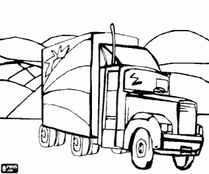 desenho de Caminh�o na paisagem para colorir