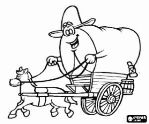 desenho de Carro�a usada pelos colonizadores do Far West para colorir