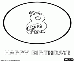 desenho de Cart�o de anivers�rio com animais para crian�as de 8 anos  para colorir