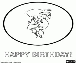 desenho de Cart�o de anivers�rio de animais para crian�as de 3 anos para colorir