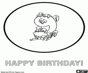 desenho de Cart�o de anivers�rio de animais para crian�as de 9 anos para colorir