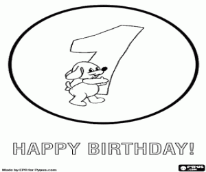 desenho de Cart�o de anivers�rio para crian�as de 1 ano com animais para colorir