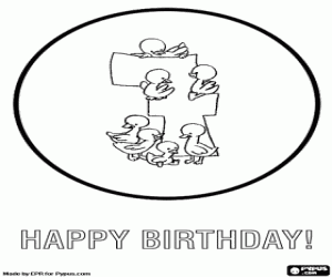 desenho de Cart�o de anivers�rio para crian�as de 7 anos com animais para colorir