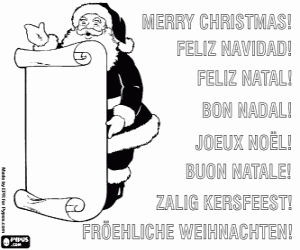 desenho de Cart�o de Natal com Papai Noel ou Pai Natal para colorir
