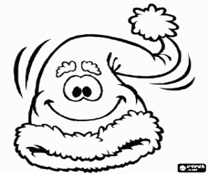desenho de Chap�u de Papai Noel ou Pai Natal com uma cara sorridente para colorir