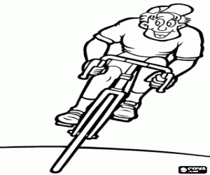 desenho de Ciclista numa corrida em estrada para colorir