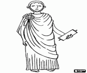 desenho de Cidad�o da Grecia cl�ssica vestida com a sua t�nica d�rica para colorir