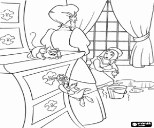 desenho de Cinderela, uma linda jovem mulher obrigada a fazer de empregada de sua madrasta e meia-irm�s para colorir